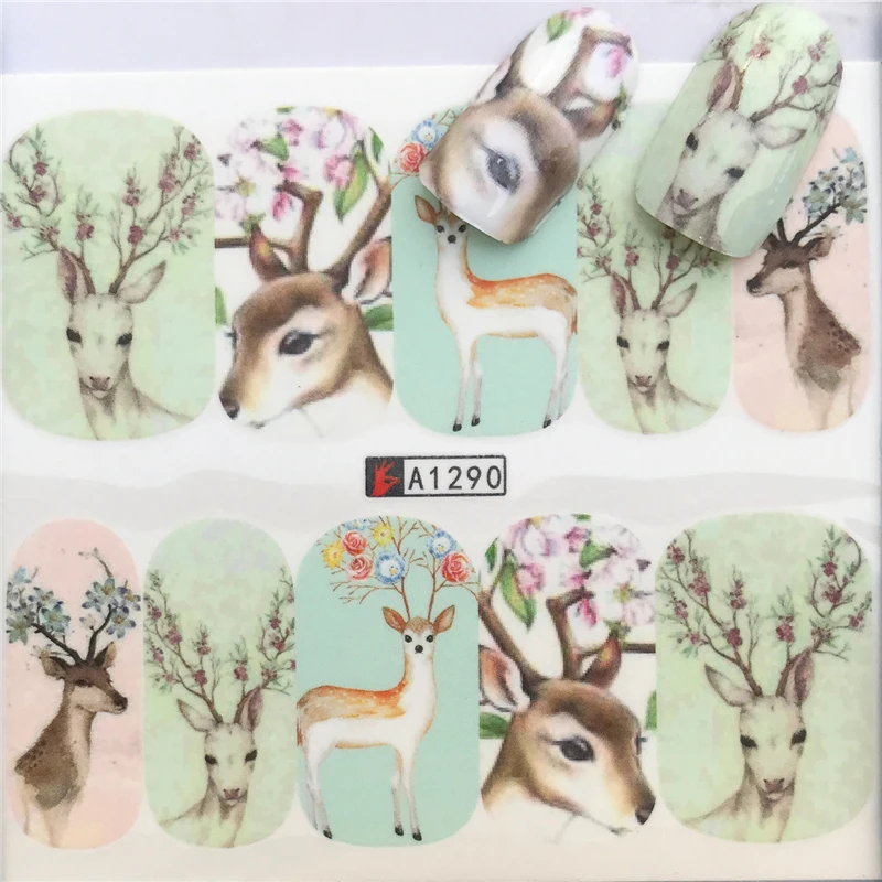 Фвк 1 лист смешанные цветы наклейки для нейл арта переводные ногтей украшения