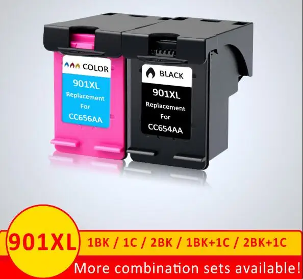 2pcs BK Tri-color XiangYu Совместимость 901XL переработанного чернильного картриджа для hp 901 для hp 901 Officejet J4550 J4540 J4680 J4524 J4535 J4585 J4624 - Цвет: 2pcs BK Tri-color