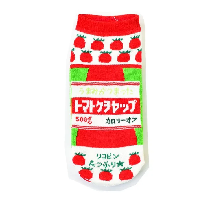 Kawaii Носки милые забавные летние японские Харадзюку мультфильм женские носки-башмачки напиток клубника молоко черный белый розовый короткие носки