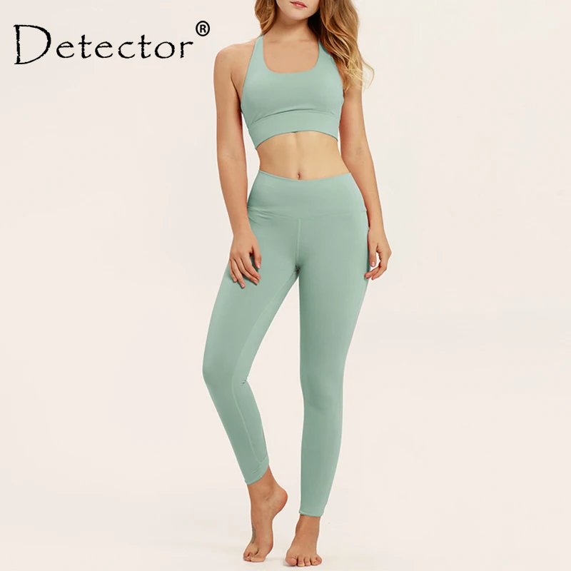 Женский бесшовный спортивный комплект для йоги Detector однотонный бюстгальтер +