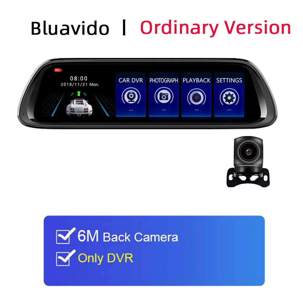 Ordinary Version Bluavido 4G ADAS Android 8,1 dash камера 1" ips Автомобильное зеркало заднего вида gps FHD 1080P Автомобильный видеорегистратор с функцией ночного видения WiFi авто видеорегистратор - Название цвета: Ordinary Version