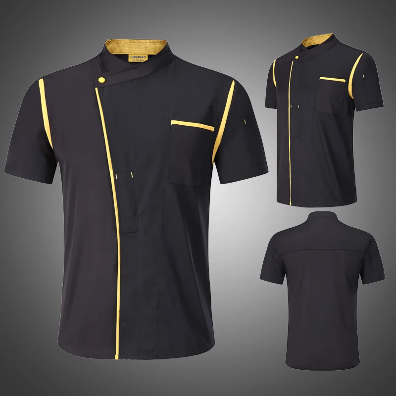 Унисекс Для мужчин Рубашка с короткими рукавами сетки Лоскутная куртка повара