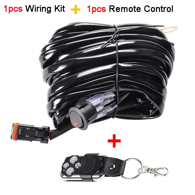 Wire Kit and Remote Светодиодный светильник для работы, жгут проводов, Релейный кабель, переключатель, комплект, DT разъем для 300 Вт, 240 Вт, 200 Вт, 180 Вт, 150 Вт, 120 Вт, 72 Вт, 4 12, 20, 22, 32, 42, 52 дюйма - Цвет: Wire Kit and Remote