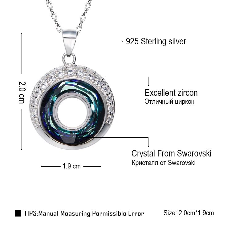 Malanda бренд Мода 2017 г. круглый кристаллами от Swarovski 925 серебро Макси Ожерелья