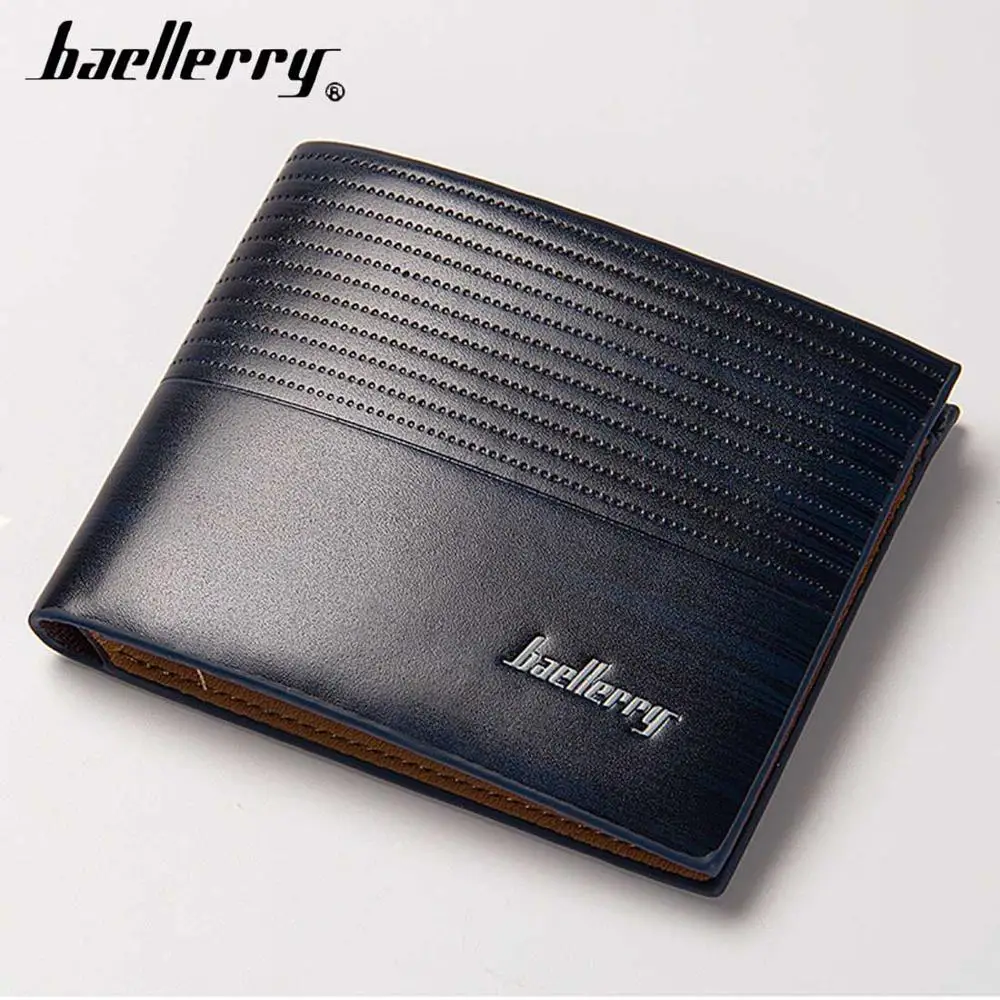 BAE029 Blue Мужские кошельки baellerry ПУ, кожаная монета Карманный образец полоса кожаный бумажник для мужчин держатель карт высококачественный мужской кошелек, портфель - Цвет: BAE029 Blue