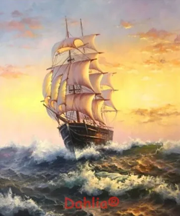 Корабль, морской пейзаж, рукоделие, вышивка, сделай сам, DMC, ручная работа, наборы для вышивки крестиком, рукоделие, 14CT, без принта, домашний декор, ручная работа