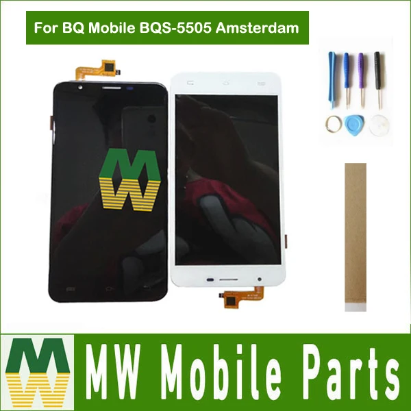 

Оригинальный жк-дисплей 5,5 дюйма для BQ BQS-5505 Amsterdam BQS 5505 BQS5505, сенсорный экран в сборе, черный, белый цвет, с инструментальной лентой