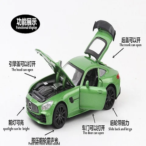 1:32 сплава BENZ AMG GT GTR отступить литья под давлением модель автомобиля со звуком