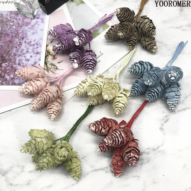 YOOROMER 6 шт. искусственные сосновые орехи искусственная трава цветы для рождества украшения дома DIY Скрапбукинг свадебные декоративные