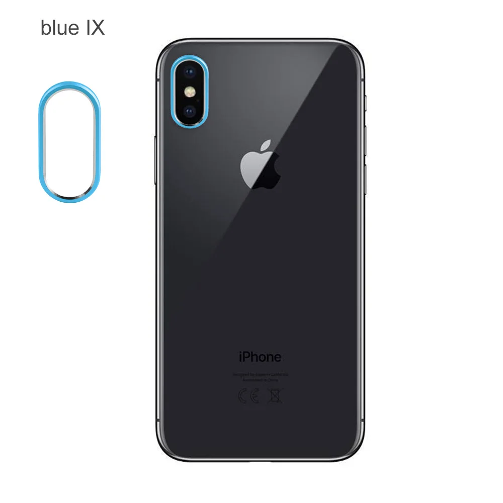 blue 2 шт./компл. практические безопасности металлические Камера круглые линзы протектор чехол Обложка кольцо для iPhone X 7 8 плюс несколько цветов на выбор - Цвет: blue