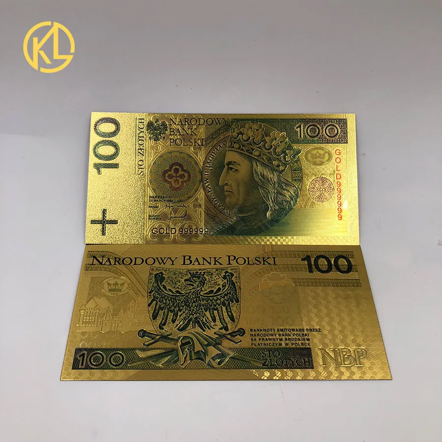 Лидер продаж, 10 шт./партия, 24K позолоченная банкнота, 200 PLN цветная польская валюта, предназначенная для милой коллекции подарков