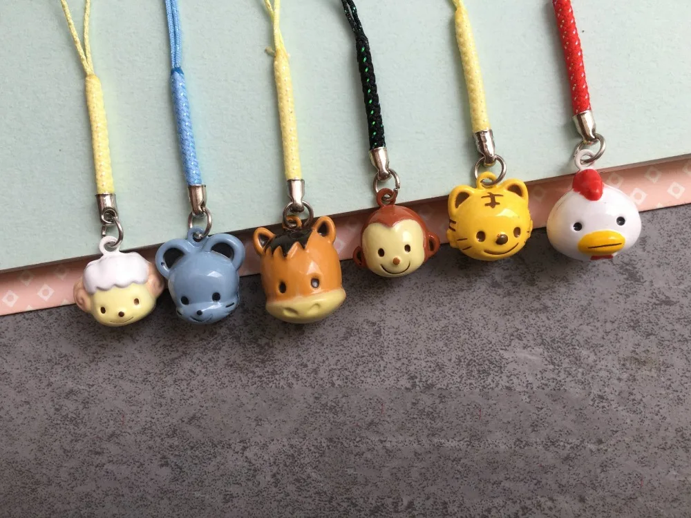 30 шт kawaii мини животные Смешанная медный колокольчик очаровательный сотовый телефон ремешки гаджет брелок для телефона Декор Подвеска