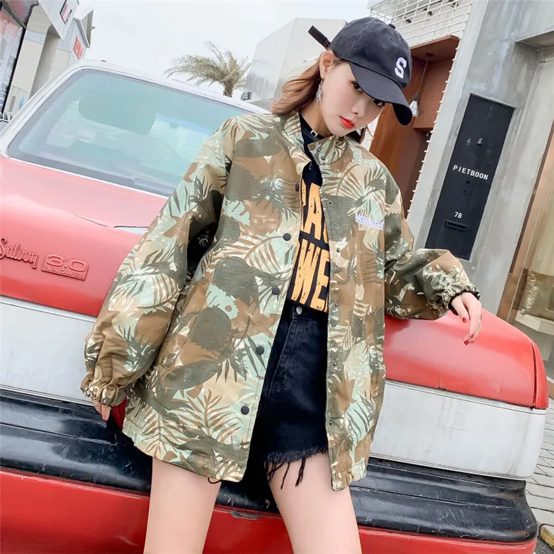 Женское пальто свободного покроя камуфляжная куртка Harajuku двусторонняя верхняя