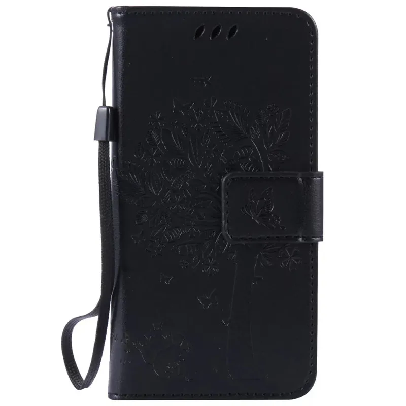 Кожаный чехол для coque samsung Galaxy A3 A300 A300F чехол для coque samsung A3 дерево сумки для мобильных телефонов+ держатель для карт - Цвет: Черный