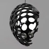 modern resin hollow out oval glass egg dining room pendant light black red white color corridor hallway balcony pendant lamps