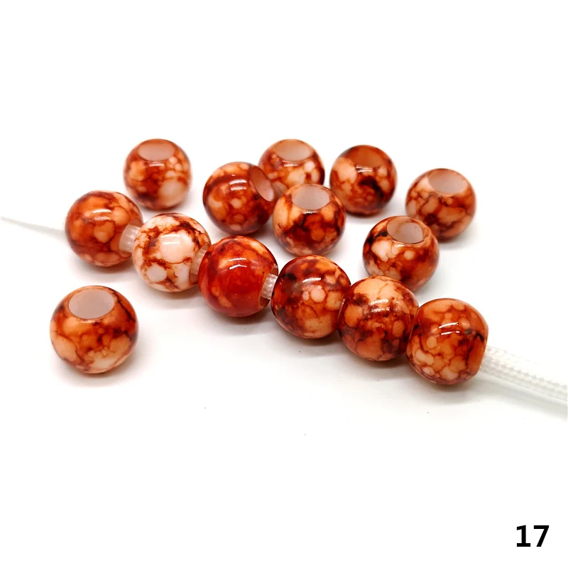 17 20 pcs 12mm Big Hole Beads Round Beads for Jewelry Making Acrylic Beads Multicolor Loose Bead Jewelry DIY Accessory - Цвет: 17
