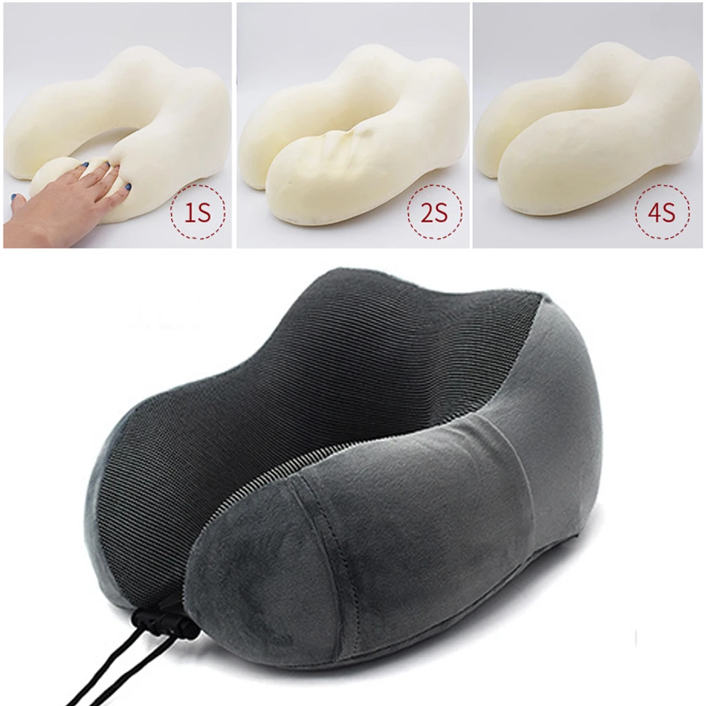 Memory Foam Подушки для шеи u-образный мягкий медленный отскок пространства Путешествия Подушка твердый шейный затылочный Медицинский подушки для офиса полета