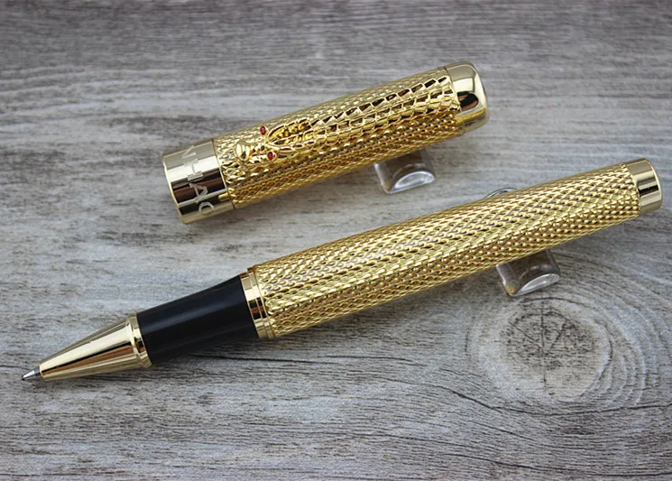Jinhao 1200 полная Золотая сетка роликовая шариковая ручка ДРАКОН с красным