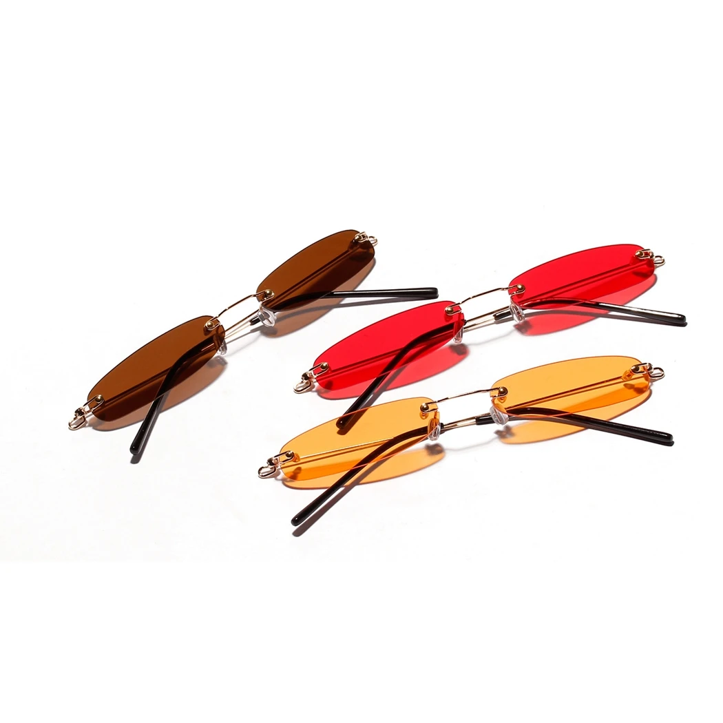 Прямоугольные узкие солнцезащитные очки для мужчин и женщин модные без оправы