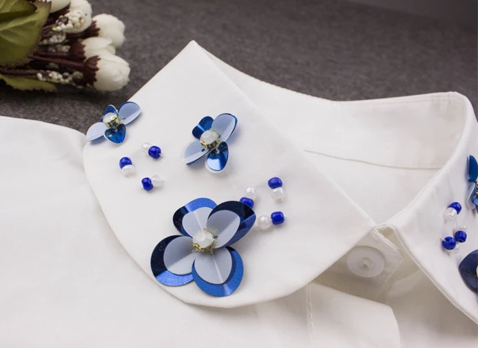 Модная новинка Женская белая хлопковая рубашка поддельный ложный воротник