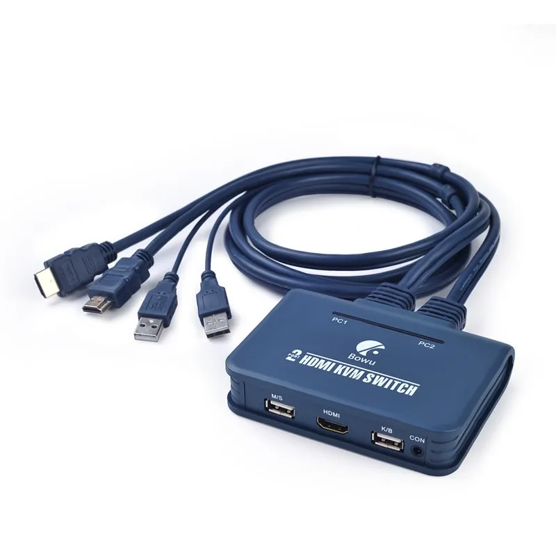2 порта Kvm переключатель с кабелем для монитора USB клавиатура мышь HDMI Поддержка