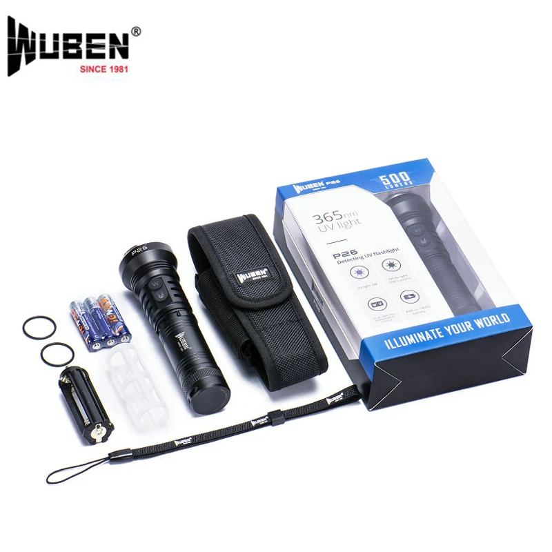 Wuben P26 обнаруживающий двойной светильник с УФ-вспышкой CREE XHP35 max 500 люменов 150 нм/2 Вт