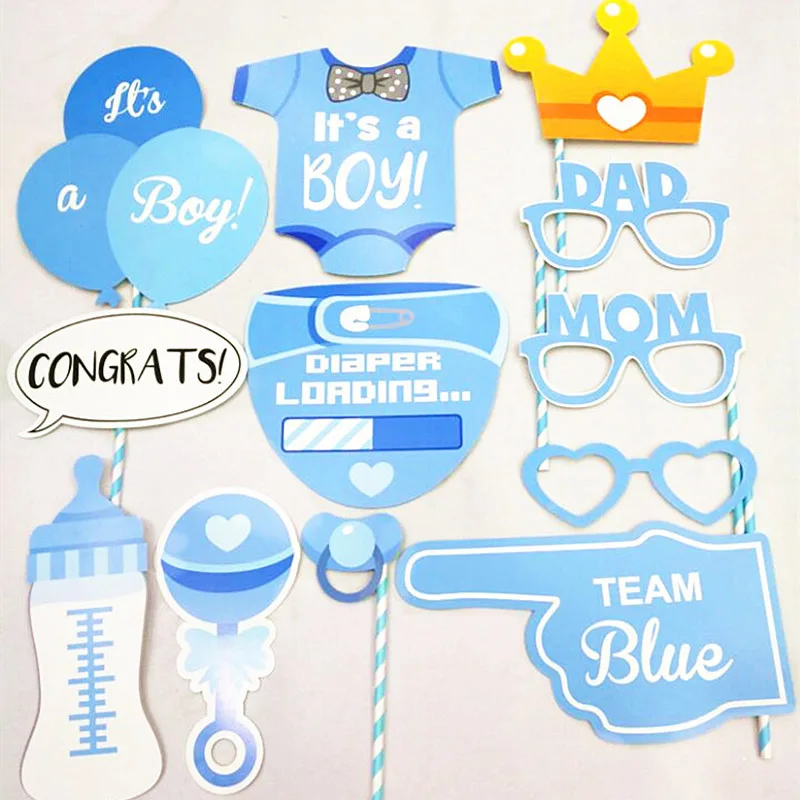 Baby Shower вечерние синий розовая бумага пеленки 1St день рождения для мальчиков и девочек; реквизит для фотокамер; с капюшоном с изображением Популярные для крещения