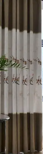 Brown Curtain Китайский Стиль Сращивание Кружева Хлопок Лен вышитые плотные шторы классический цветок сливы тюль для гостиной спальни - Цвет: Brown Curtain