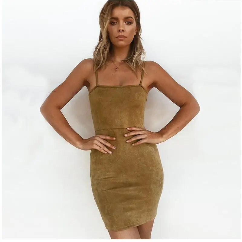 2019 Women's clothing Summer new style Suede suspender sexy dress D031 | Женская одежда