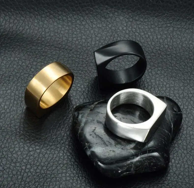 Punk Black Gold Silver Color arrow Rings Stainless Steel Square Finger for Men Boys Jewelry US Size 8-12 Dropshipping | Украшения и