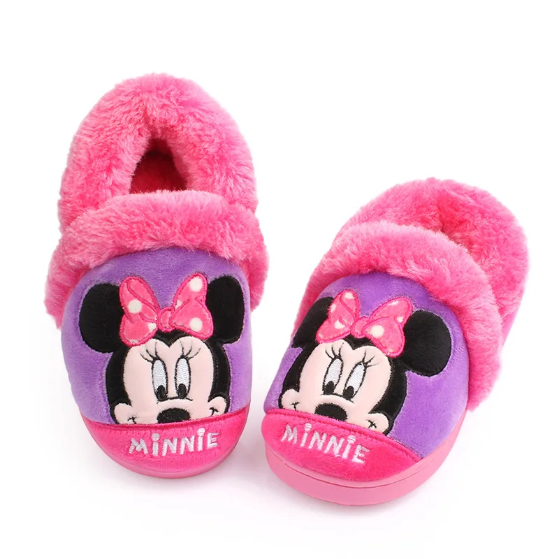 Disney/Детские хлопковые тапочки; зимняя Нескользящая теплая обувь для малышей; домашняя обувь для мальчиков и девочек; хлопковая обувь - Цвет: C