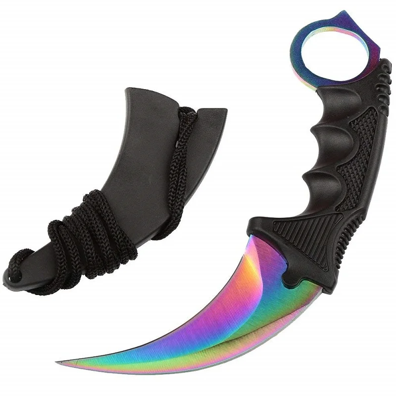 Multicolor HS инструменты Открытый Karambit ножи охотничьи ножи выживания тактический коготь Карманный Самообороны обидный кемпинг инструмент - Цвет: Multicolor