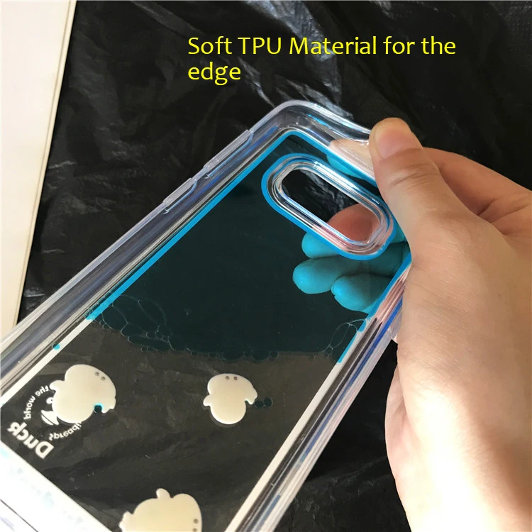 Струящаяся жидкость Милая желтая утка мягкие ТПУ чехлы для Samsung Galaxy S9 S10 Plus S10e iPhone