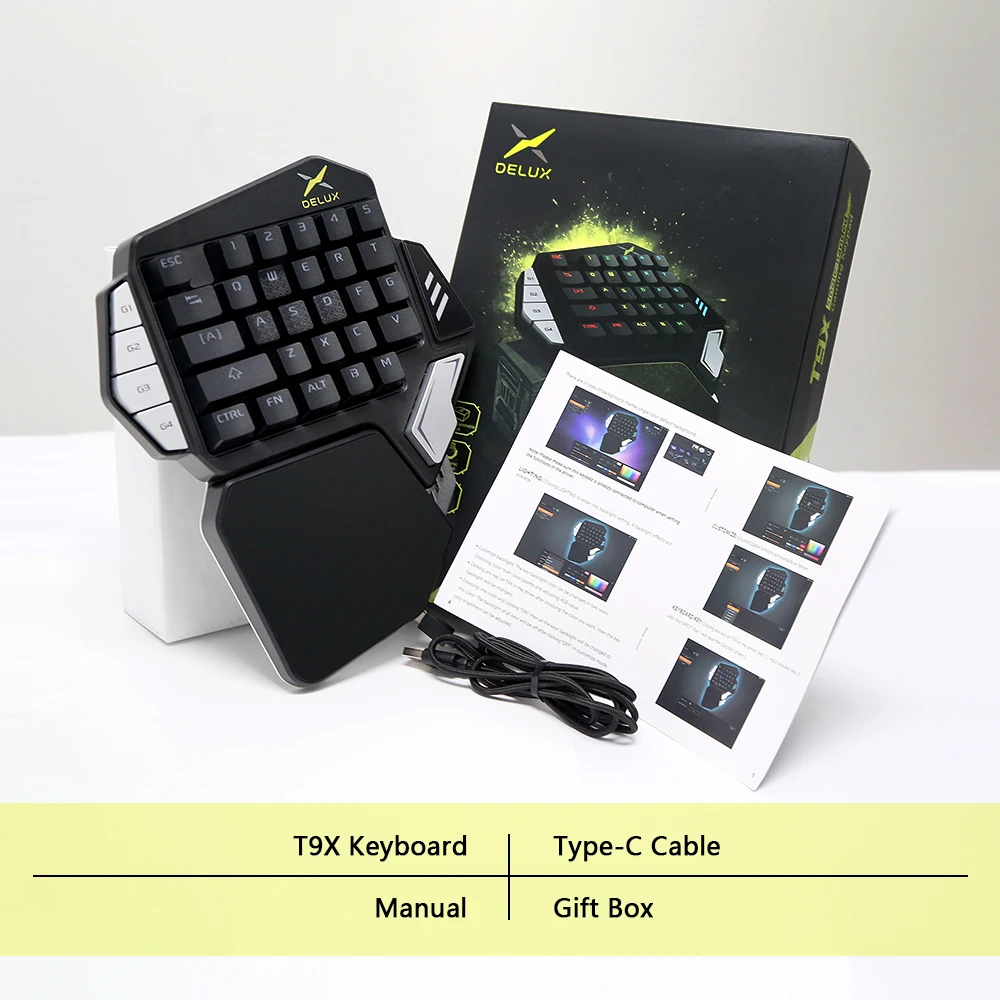 DELUX T9X Wired RGB Backlight Gaming Keyboard M625 Wired Mouse DPI 4000 Light Gamer PC Gaming Mice Keyboard Combos for computer