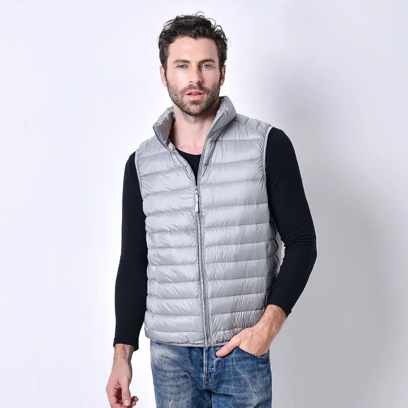 Новинка 2019 мужской жилет теплый Сверхлегкий пуховики жилеты мужские одноцветные