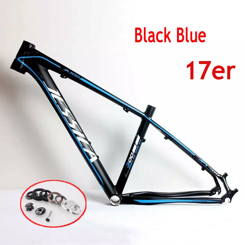 BlackBlue-17in JESSICA 15,5 17 дюймов 26er Mtb рама набор рамок для горных велосипедов велосипед Алюминиевый сплав 7005 Superlight конические трубы рамы BSA 68 мм - Цвет: BlackBlue-17in