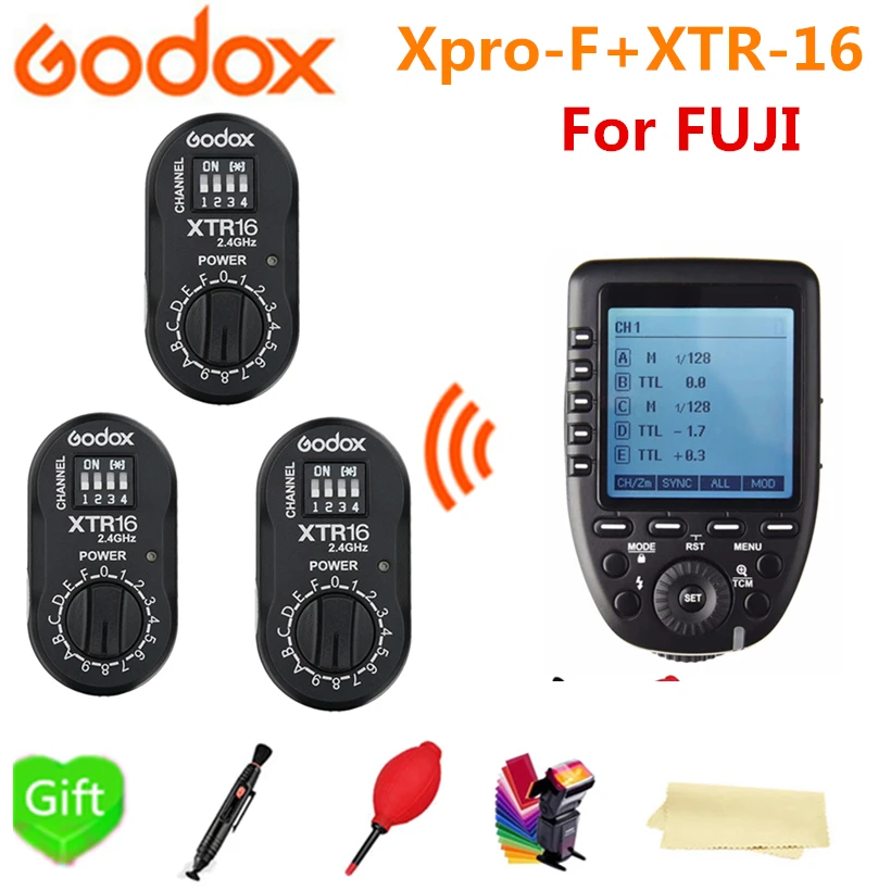 Передатчик вспышки Godox XPro-F TTL HSS + приемник 3 * XTR-16 для камеры Fujitsu Fuji V860II-F TT685-F TT600