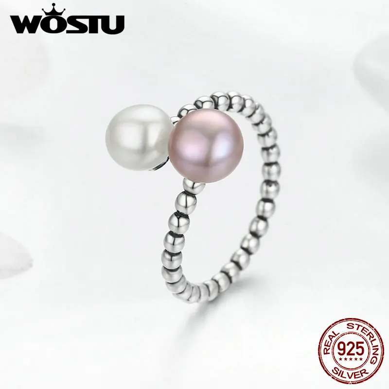Женские кольца WOSTU из стерлингового серебра 925 пробы с белым и розовым