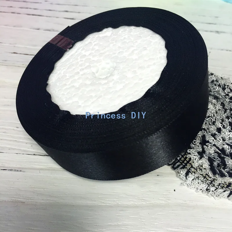 Атласная лента разных размеров 6 черного цвета для украшения свадебной вечеринки