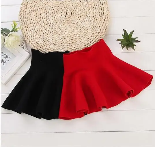 Новые зимние детские юбки для девочек 2016 г. с бантом Faldas шерстяной высокой талией