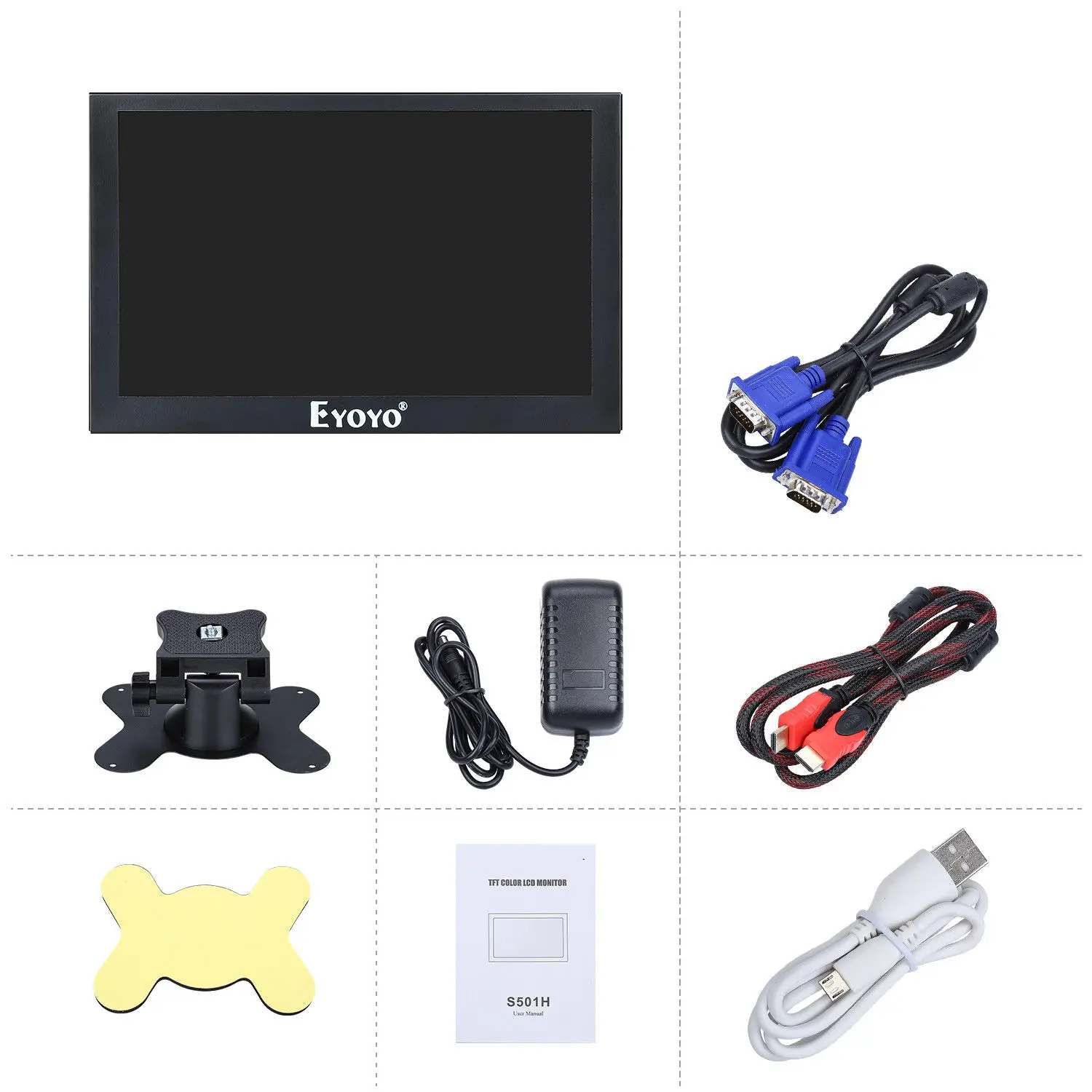 Eyoyo 5 дюймов мини HDMI монитор 800x480 заднего вида TFT ЖК экран дисплей с BNC/VGA/AV/HDMI выход