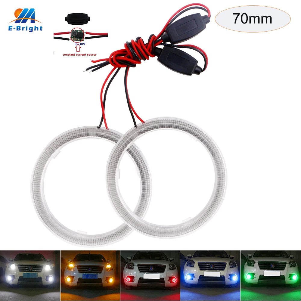 2 шт. (1 пара) Авто Halo кольца COB 70 мм Angel Eye 12 В 24 в фары 60SMD автомобиль angel eyes мотоцикл с
