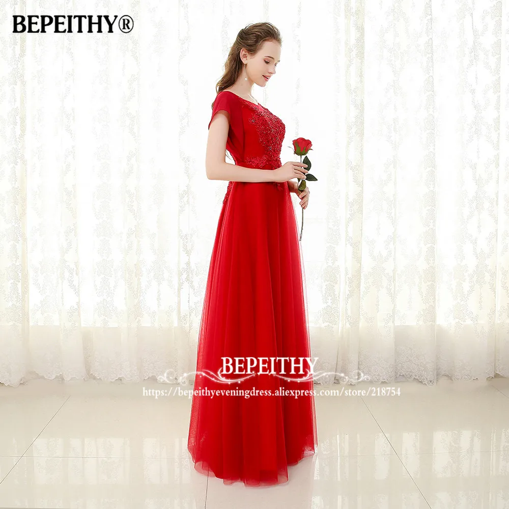 Длинное вечернее платье BEPEITHY винтажное кружевное с рукавами воланами 2020|robe de