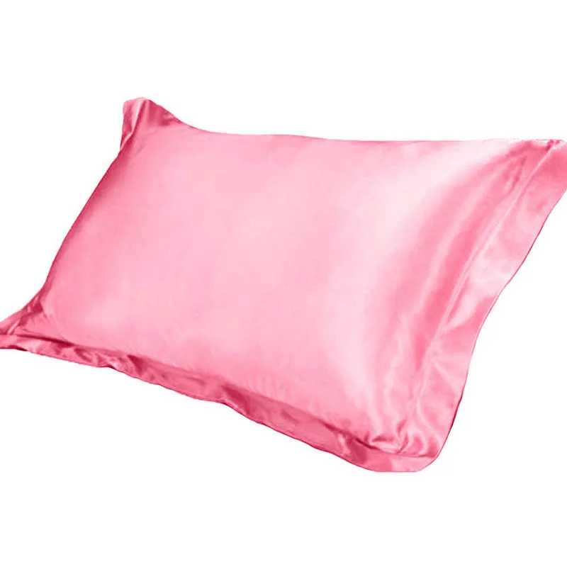 pink Urijk наволочка из чистого эмуляционного шелка и сатина, наволочка для подушки, удобная Роскошная наволочка для кровати, наволочки для подушек 48x74 см - Цвет: pink