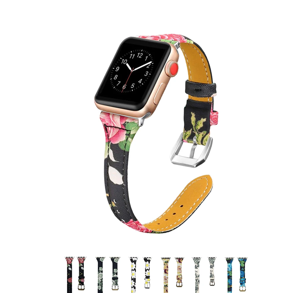 Ремешок из натуральной кожи для Apple Watch 4 Band Iwatch Series 5 3 2 pulseira correa мм 44 38 40 ремешок