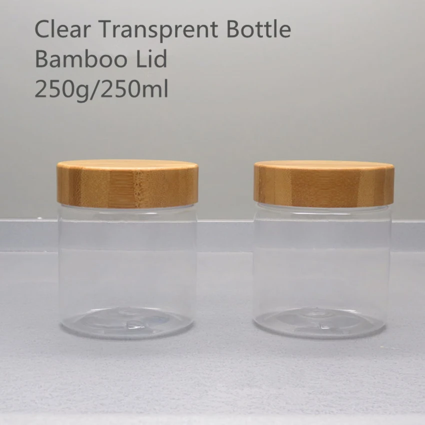 Прозрачные косметические баночки для домашних животных 5 шт. 250 г мл с бамбуковой