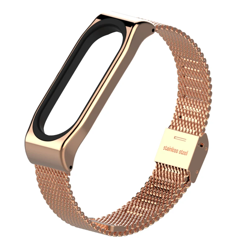 Milanese Rose Gold Mi jobs mi Band 4 металлический ремешок на запястье для Xiaomi mi Band 4 Безвинтовой браслет из нержавеющей стали mi Band 3 Смарт-часы браслет - Цвет: Milanese Rose Gold