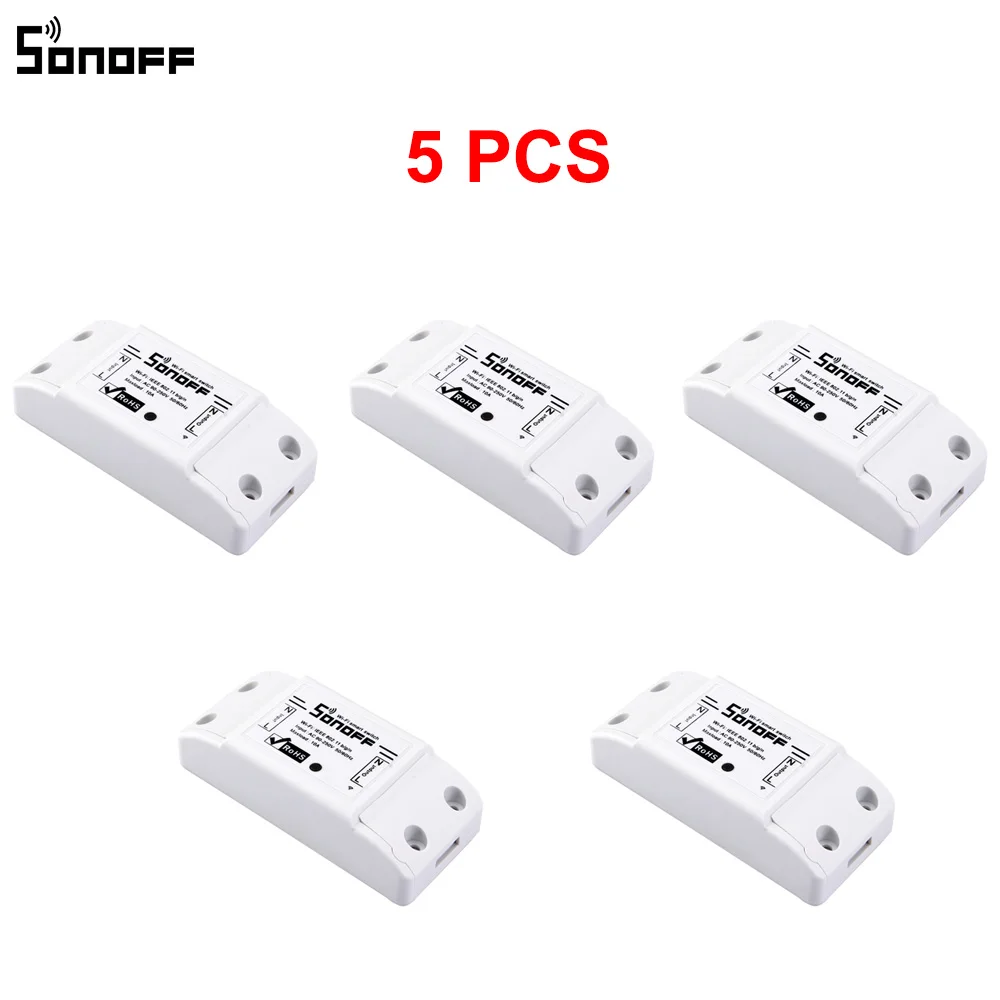 5 шт. Sonoff Wifi смарт переключатель управляемый беспроводной релейный Переключатель