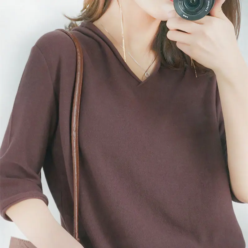 Smpevrg 100%Cotton Knitted Sweater Women And Pullover V-Neck Half Sleeve Casual Female Pull Femme | Женская одежда
