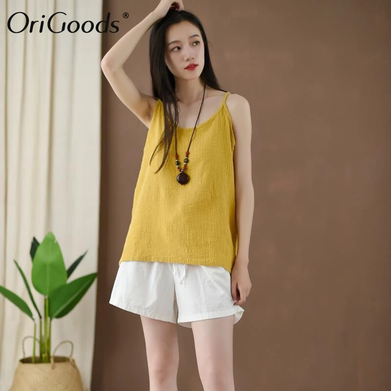 Майка женская хлопково льняная на бретельках однотонная|Топы| |